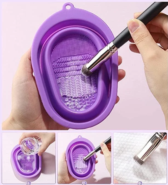 Makeup Brush Cleaning Mat, Soft and Durable Silicone Cosmetic Cleaner Pad, Foldable Makeup Brush