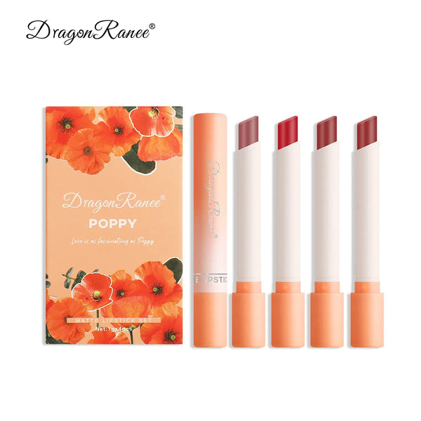 Dragon Ranee 4 IN 1 Creative Cigarette Waterproof Moisturizing Matte Lipstick Set
