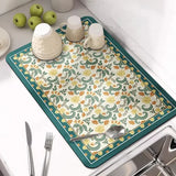 Printed Kitchen Water Absorbing Mat Waterproof Kitchen Countertop Drying Mat