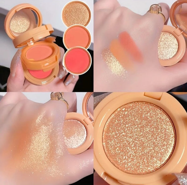 Facial Beauty - Hudamoji 3 In 1 Blusher & Highlighter 01