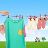 12 Clips Elastic Laundry Rope, Portable Multifunctional Drying Clips Windproof Stretch Drying Rack