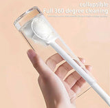 Silicone Scrubber Glass Cleaner Long Handle Cleaning Brush, Soft Silicone Flexible Brush