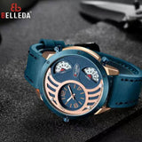 BELLEDA Original Luxury Brand Analog Quartz Time Leather Straps Quartz Waterproof Wrist Watch For Men With Box - 9257