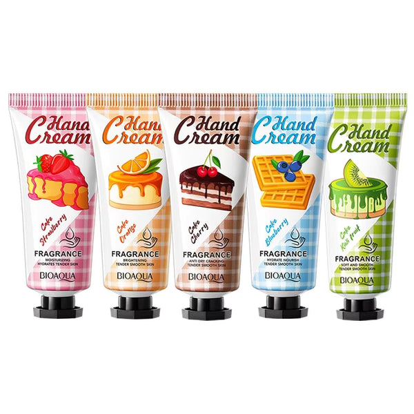BIOAOUA Pack of 04 Fruits Cake Fragrance Nourishing Hand Cream 20g*4