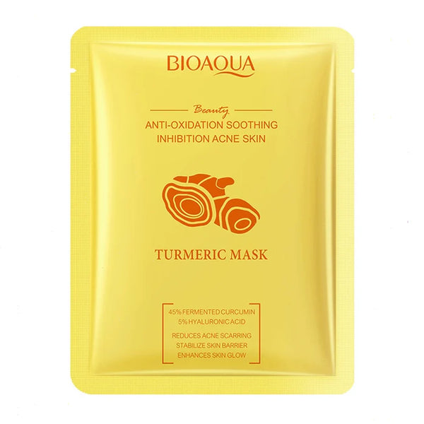 BIOAQUA 1 Pc Turmeric Anti-Oxidation Soothing Acne Facial Sheet Mask