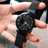 New Women Mesh Magnet Buckle Starry Sky Luxury Fashion Analog Wrist Watches for Girls