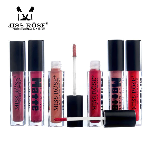 Miss Rose New Set Of 6 Matte Lip Gloss 7701-020S24