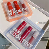 HERORANGE 3Pcs Lip Glaze Set Mini Box Velvet Matte Waterproof Smooth Moisturizer Liquid Lipstick Cup Non-stick Cosmetic Lipstick