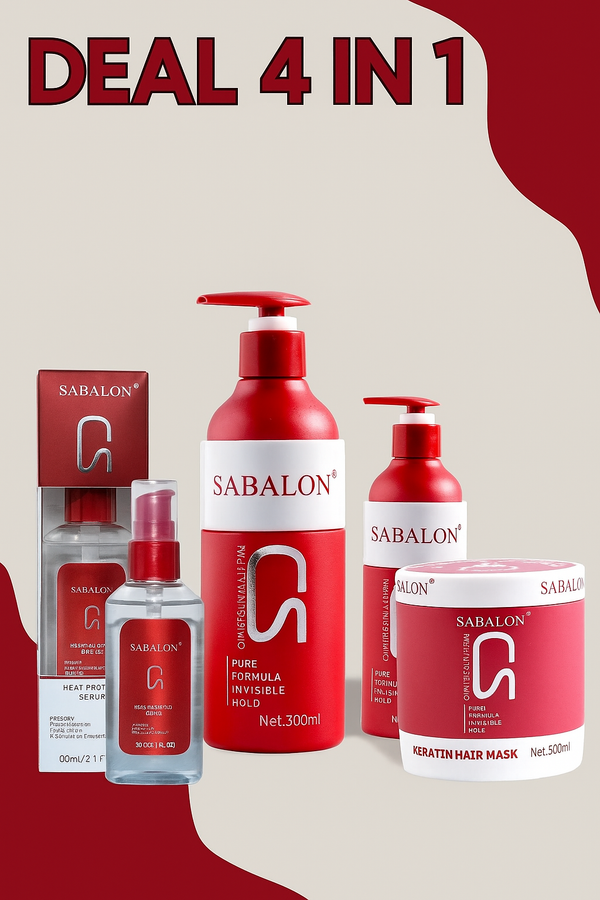 Sabalon Deal 4 in 1 Keratin Hair Shampoo+Conditioner+Mask+Heat Potion Serum