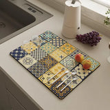 Printed Kitchen Water Absorbing Mat Waterproof Kitchen Countertop Drying Mat