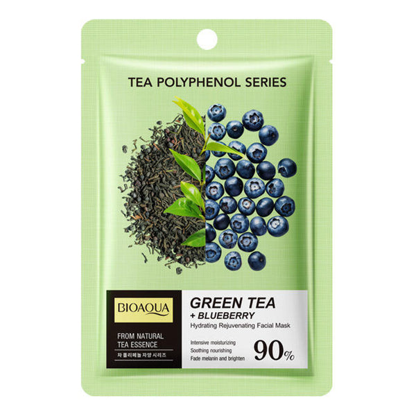 Bioaqua 1 Pc Green Tea + Blueberry Facial Mask Nourishing Moisturizing Brightening Sheet  Mask