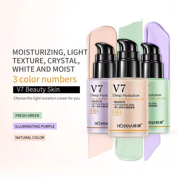 HCHANA V7 BB Cream Deep Hydration Isolation Best Makeup Base Foundation Whitening Face Cream Waterproof Makeup Base Foundation