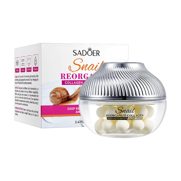 SADOER Natural Organic Skin Care Snail Extract Collagen Pearls White Skin Whitening Brightening Moisturizing Face Cream SD45453