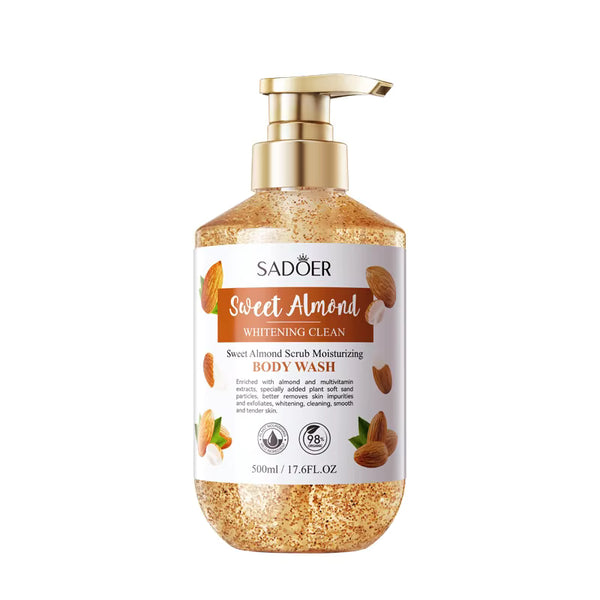 SADOER Natural Organic Sweet  Almond Scrub Bath Body Wash Whitening Moisturizing Shower Gel Cleaning Bath Skin Care Body Care Shower Gel SD05342