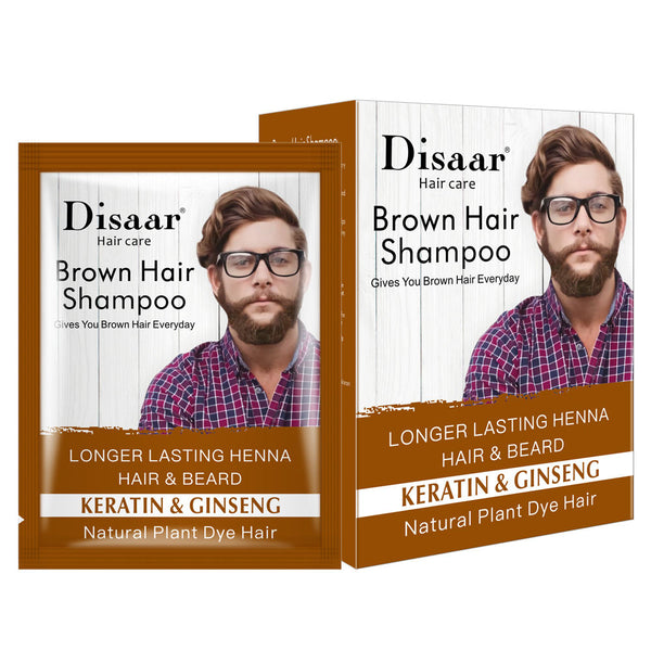 Disaar Natural Brown Hair Dye Shampoo Clean Scalp Nourishing & Organic Shampoo For Man And Ladies 25ml*10pcs DS52014