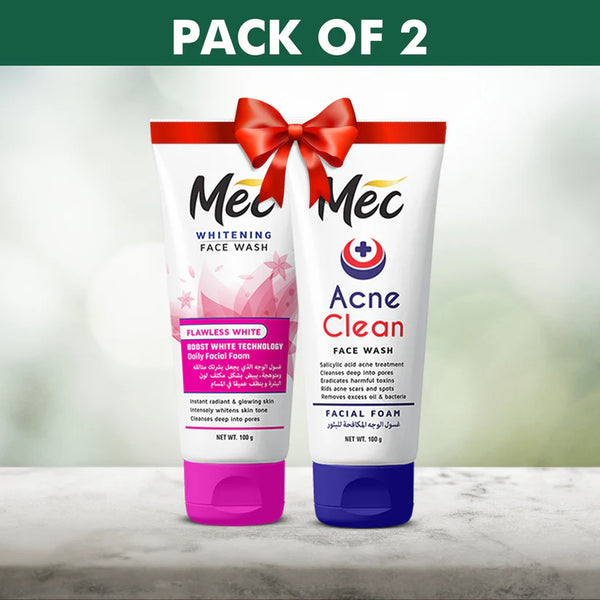 Mec Whitening Face Wash Flawless White + Acne Clean (Pack of 2)