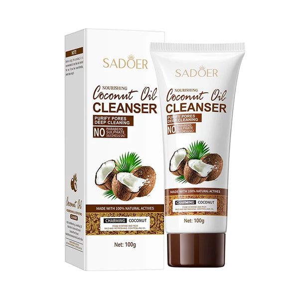 SADOER Coconut Oil Whitening Brightening & Moisturizing Cleanser Black Head Removal Cleaning Whitening Face Wash Cleanser SD42828