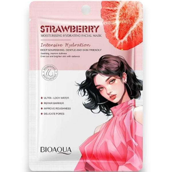 BIOAQUA 1 Piece Strawberry Intensive Hydration Moisturizing Hydrating Face Sheet  Mask