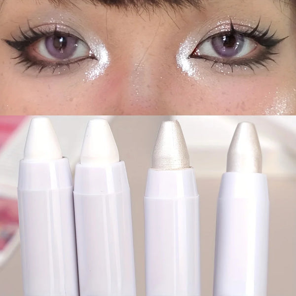 KS-ONE 1 PC Silver Pearlescent Waterproof Highlighter Pen/ Novice Long Lasting Flash Lying Silkworm Eye Shadow Makeup