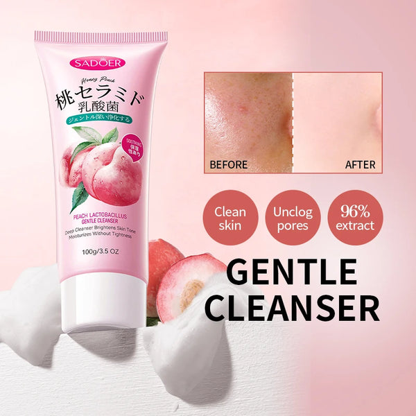 SADOER Organic Fruit Peach Cleanser Oil Control Facial Cleanser Deep Cleansing Facial Wash Whitening Moisturizing Nourishing Face Wash & Cleanser SD13378
