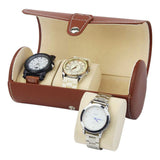 EN Original Brand Portable Vintage Leather Display Collection Storage 3 Grids Watch Organizer Box