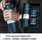 Stainless Steel Vacuum Flask Set 500ml Double Wall Thermos Set Vacuum Flask Gift Set With Double Lids Imported Quality