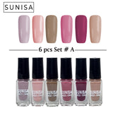 New Sunisa 6pcs Set  Matte Nail Polish / Peel Off