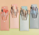 Miss Beauty New 8pcs Mini Make Up Brushes for Foundation, Powder, Blush Eyeshadow ,Eyelash and Concealer with Pouch / Mini Leather Bag