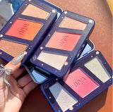 Biya 3 Colors Face Gradual Blush Powder Blush Shimmer Three Dimensional Marking Lightening Blush Powder Colors 3 in 1