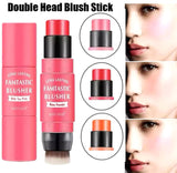 2 in 1  Cream Blush Stick for Cheeks Blush for Cheeks Tint & Eyes & Lips, Cheek Makeup Stick Makeup Blush with Brush, Waterproof