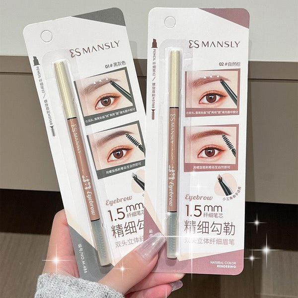 MANSLY 2 In 1 Eyebrow Pencil Natural Waterproof Smooth For Outlining Makeup Tool