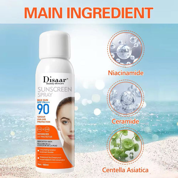 Disaar Moisturizing Sunscreen Whitening Spray Spf90 Pa+++ Long-Lasting Isolation Whitening Skin Smooth Uniform for Women 160ml