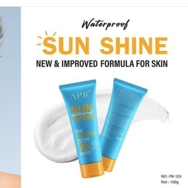 Apk Sun Shine Water Proof 70spf Sunscreen Cream  Best Sunscreen for Glowing Skin | Protect Your Skin This Summer 100g