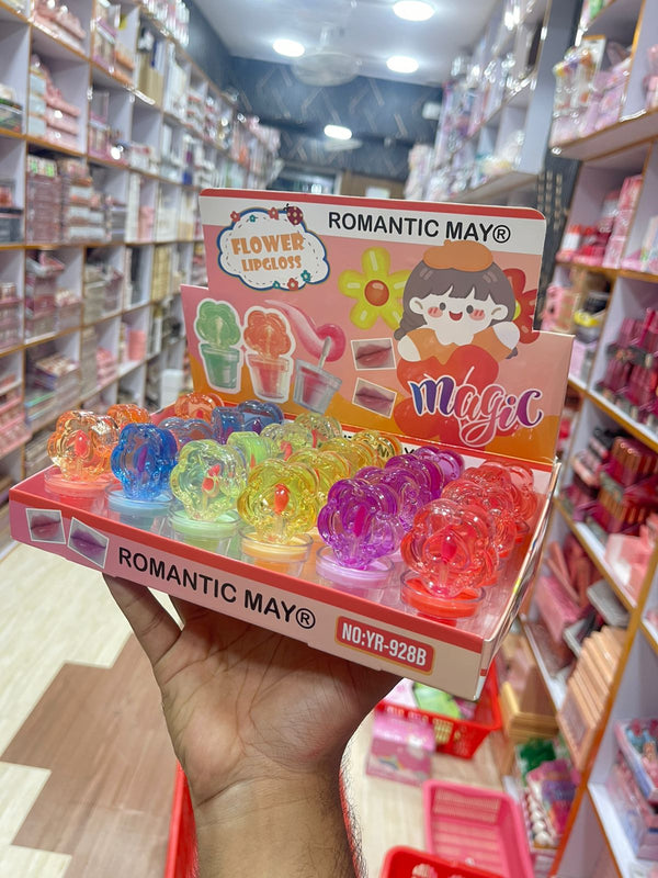 Romantic May Pack of 03  Flowers Shape Magic Lip Gloss