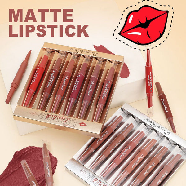 Dragon Ranee 6pcs 2in1 Matte lipstick & Lipliner set