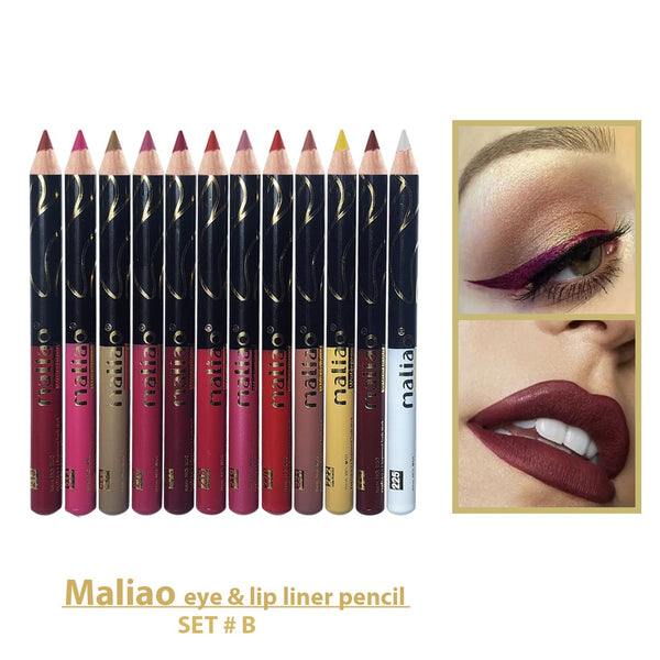 Maliao Matte Lipstick Lip Liner Lip Pencil 12pcs