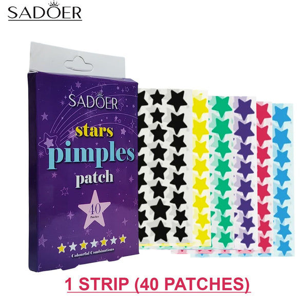 Sadoer Stars Pimple Patch – Colorful Hydrocolloid Acne Patch Stickers for Quick Healing (40 Patches)h – Colorful Hydrocolloid Acne Stickers for Quick Healing (40 Patches)