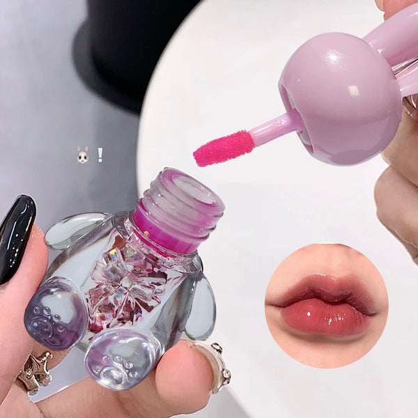 HUDA Matte Me Magic Color Changing  Bunny Lip Gloss Keychain Set – Cute, Colorful & Long-Lasting