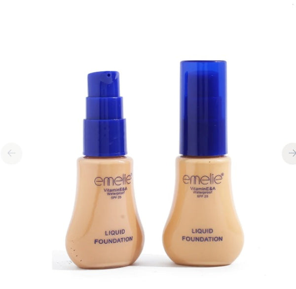 Emelie Waterproof Liquid Foundation – Vitamin-Enriched & Sun-Protected Coverage