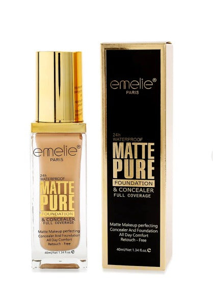 Emelie Full Coverage Matte Pure Foundation & Concealer – 🧴 2-in-1 Power for Flawless Skin