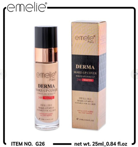 Emelie Paris Derma Porcelain Foundation –  24-Hour Matte Elegance for Fair Skin