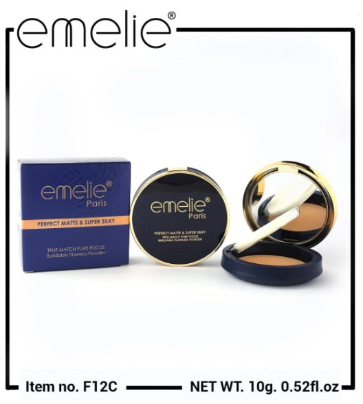 Emelie True Match Flawless Powder –  Buildable Matte Perfection with Silky Smooth Focus