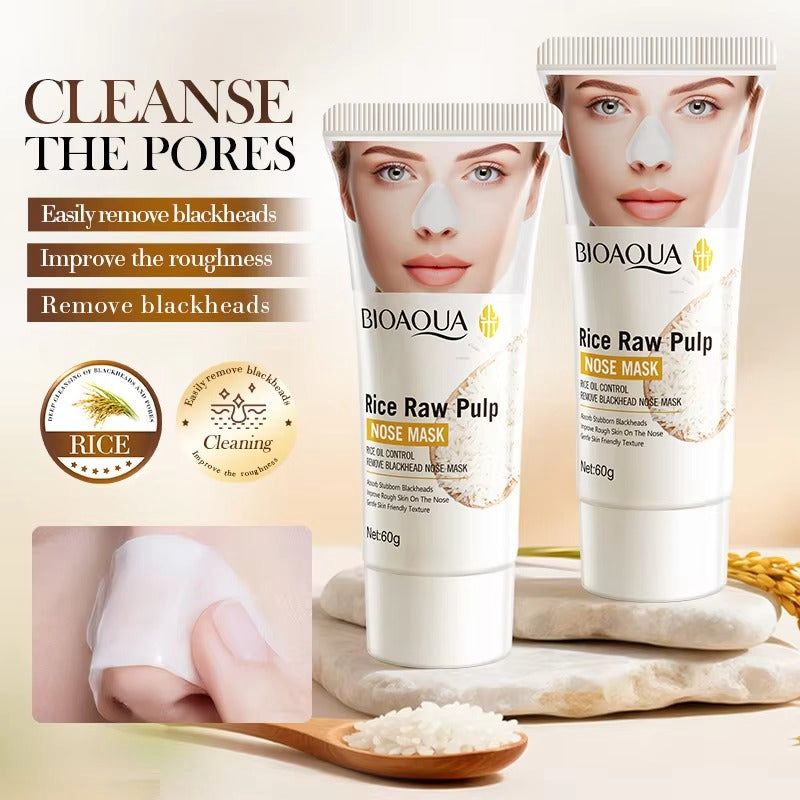 BIOAQUA Rice Raw Pulp Nose Mask (60g) – Deep Cleansing & Blackhead Rem ...