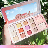 Biya Biya 12 color sweet peach eyeshadow waterproof long-lasting highlight shading powder blush makeup