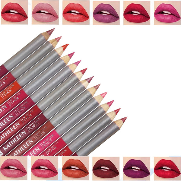 KATHLEEN Pack Of 12  Jumbo Nude And Red Lipstick Pencils