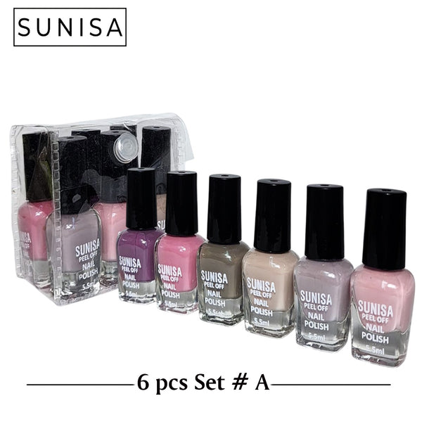 New Sunisa 6pcs Set  Matte Nail Polish / Peel Off Set A