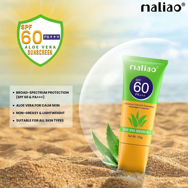 Maliao Aloe Vera Sunscreen   SPF 60 PA+++ Broad Spectrum Sunscreen