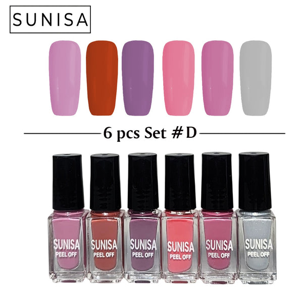 New Sunisa 6pcs Set Matte Nail Polish / Peel Off Set D