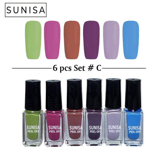 New Sunisa 6pcs Set  Matte Nail Polish / Peel Off Set C