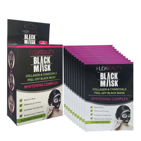 Huda Beauty 10 Pcs Charcoal BLack Mask  Balck Mask for Facial - Facial Mask Peel off Mask Cream